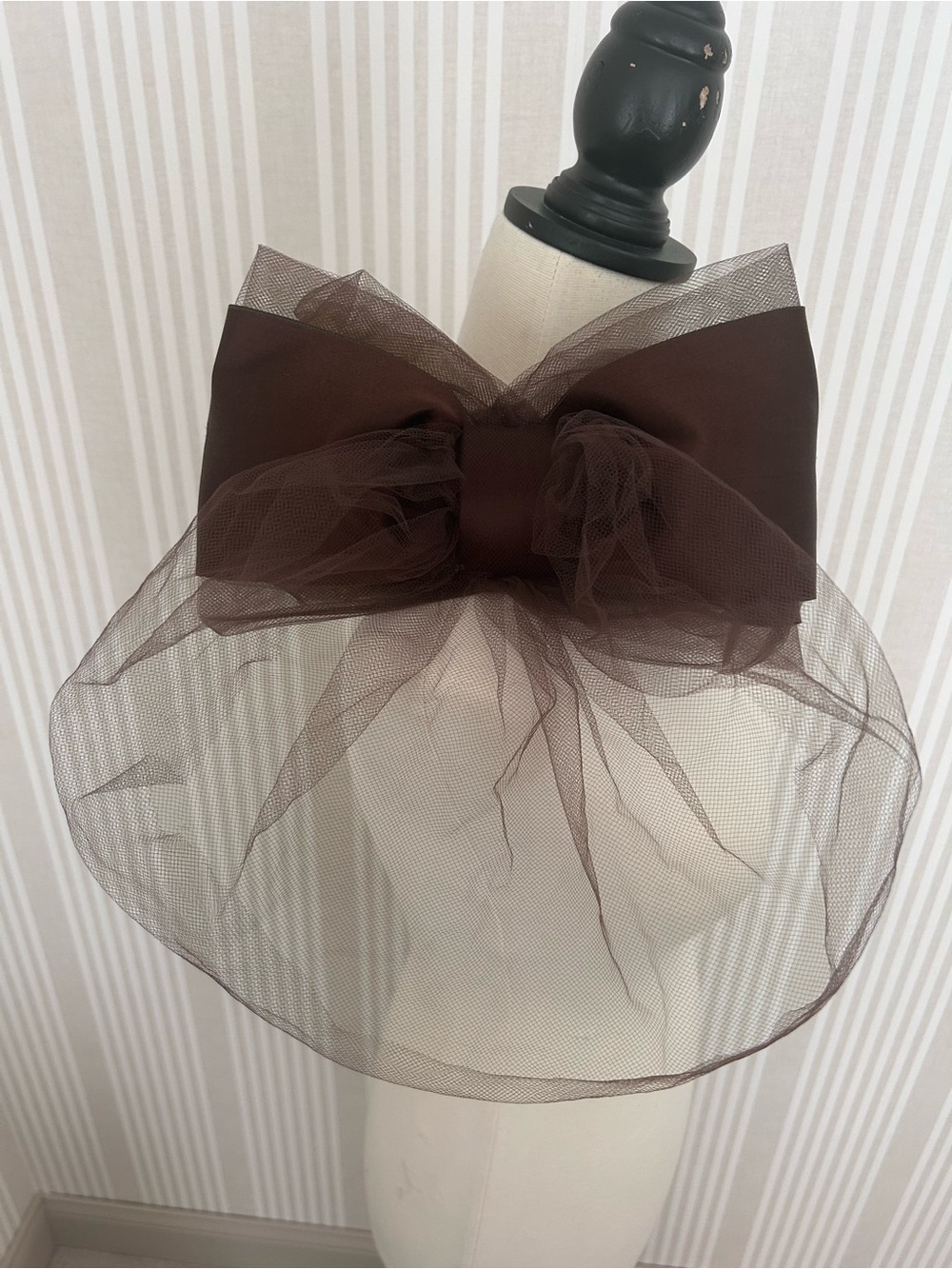 VTG Maria Pia New York Chocolate Brown Women’s Fascinator Satin Bow Tulle Veil